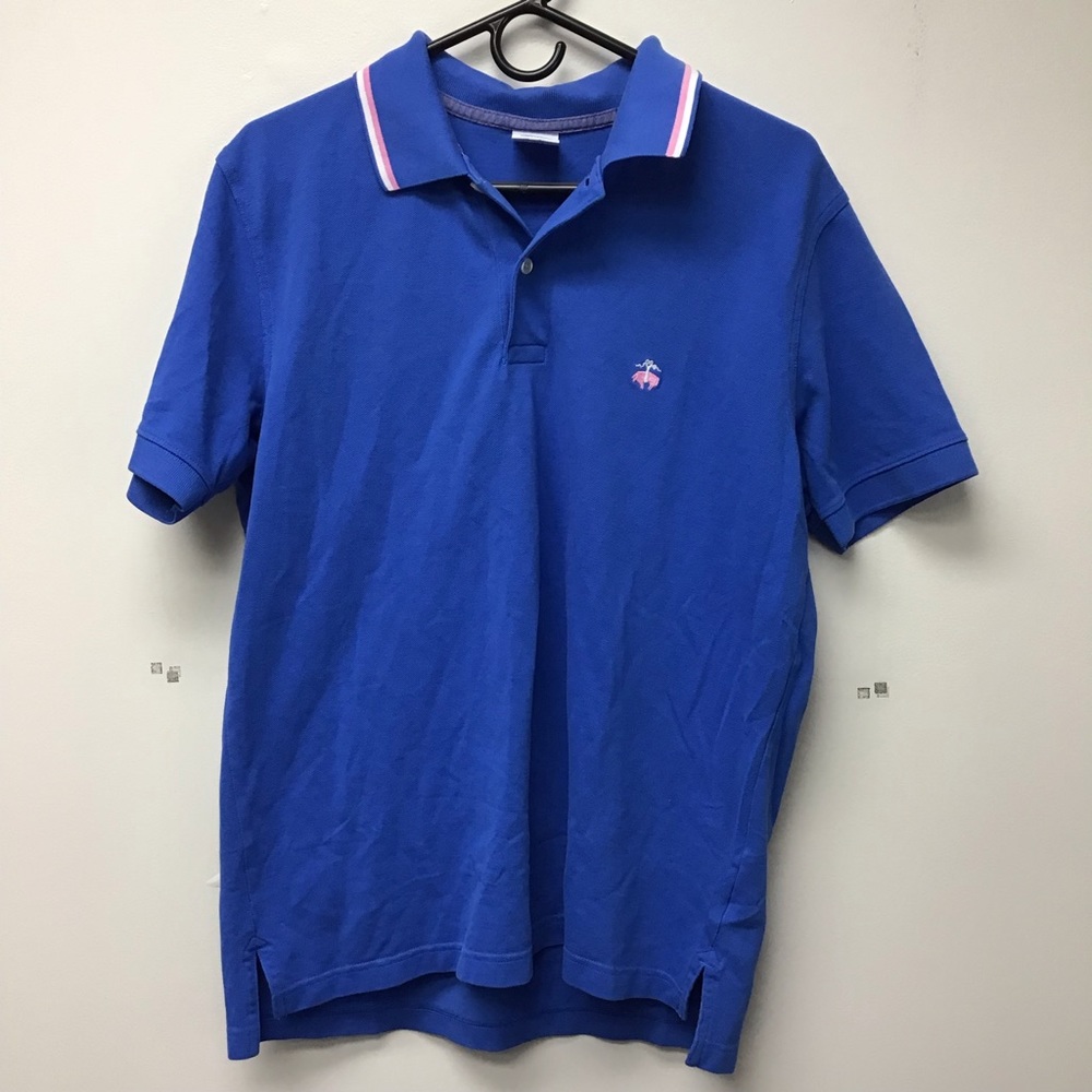 Brooks Brothers Men’s Slim Fit Cotton Polo - Sz L Large - Blue/Pink